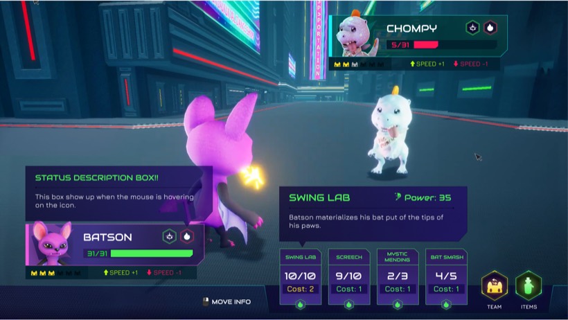 Digital Creature game UI