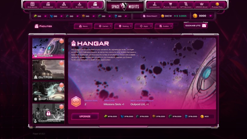 Space Misfits hangar UI